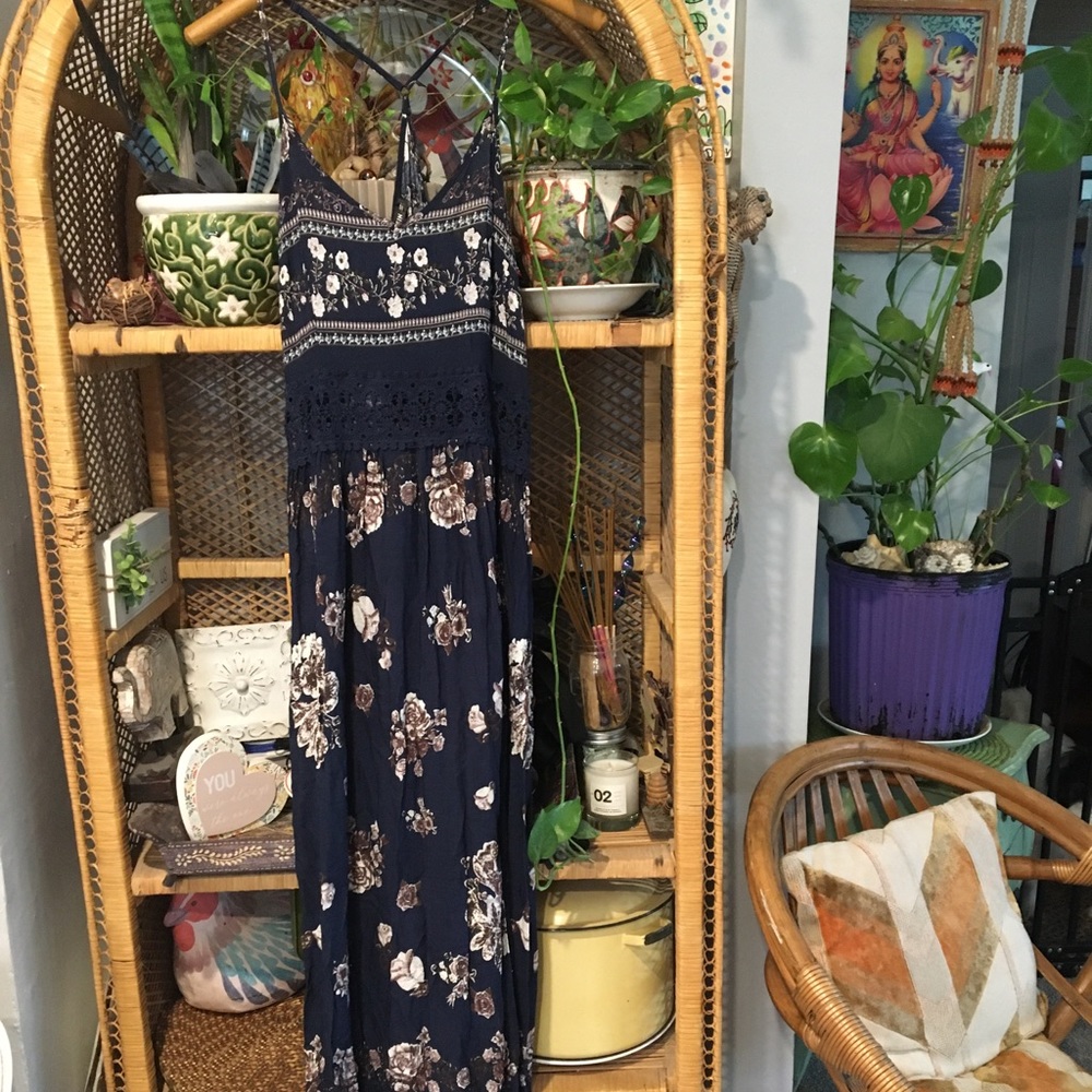 SHEIN Floral Crochet Maxi Dress